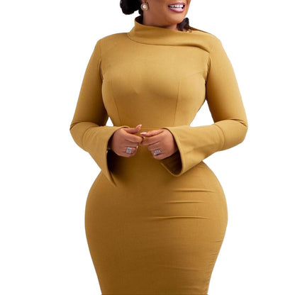 Women Dress Fall/Winter Diagonal Collar Women's Clothing