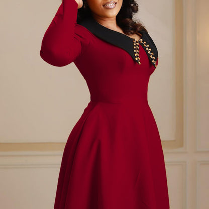 Women Dress Fashion Solid Color Women's Long Sleeve
