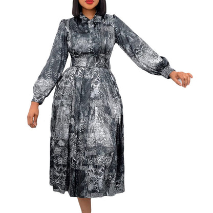 Women Dress Long Sleeve Printed Dress